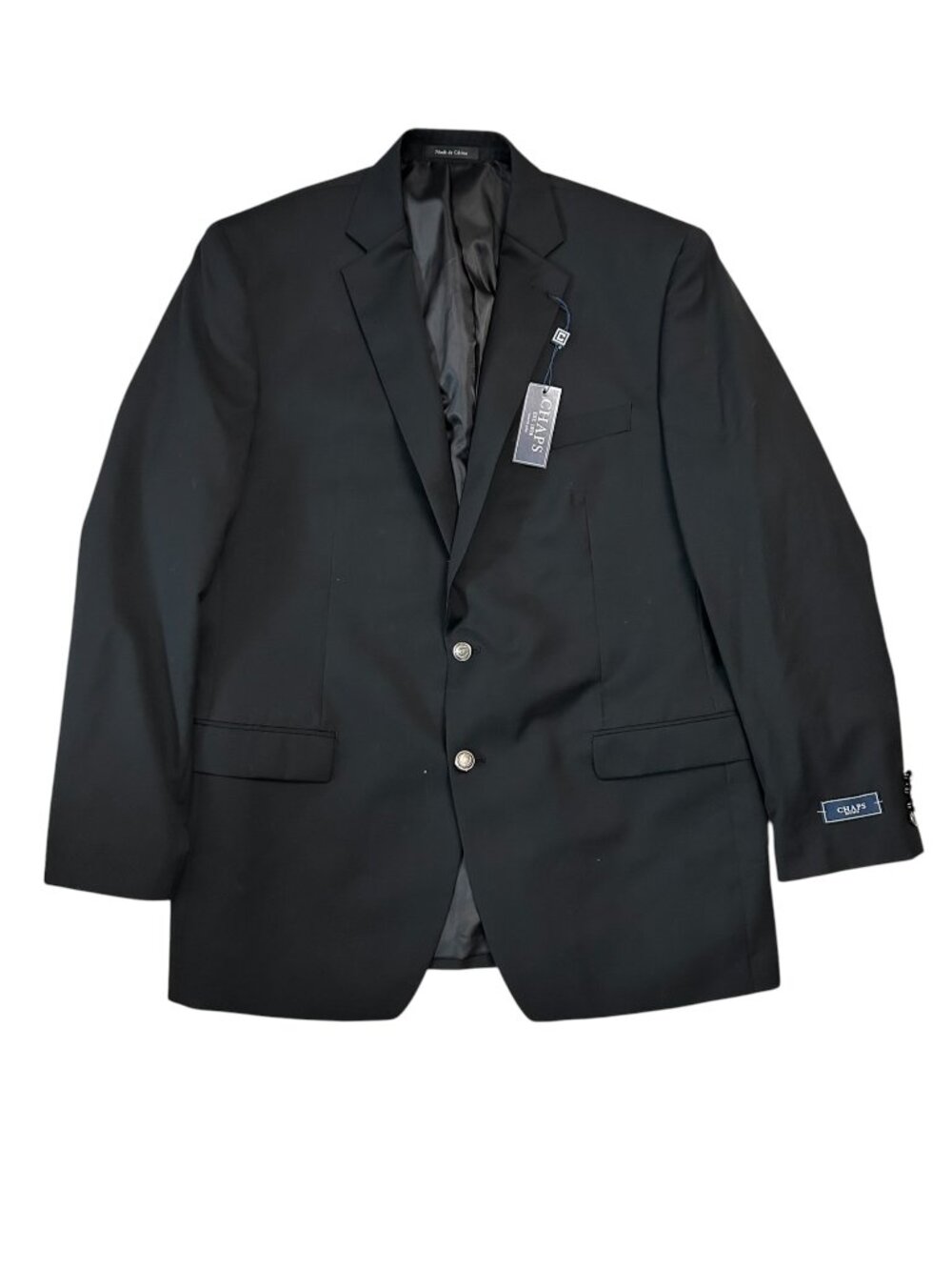 Chaps Men's Size 46 Long Wool Blend Single Breasted 2-Button Blazer Black NWT